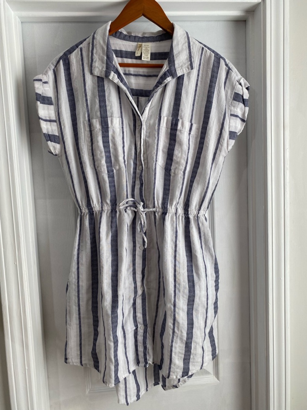 Japna White and Navy Striped Midi Dress